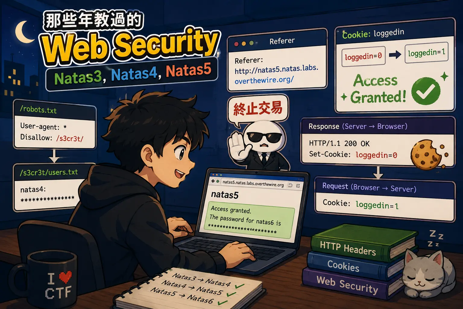 Featured image of post 那些年教過的 Web Security - Natas3, Natas4, Natas5
