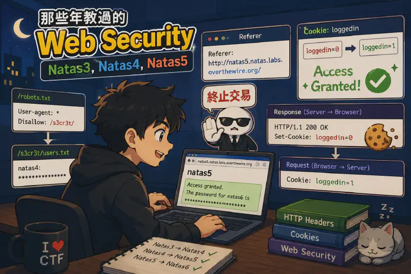 Featured image of post 那些年教過的 Web Security - Natas3, Natas4, Natas5